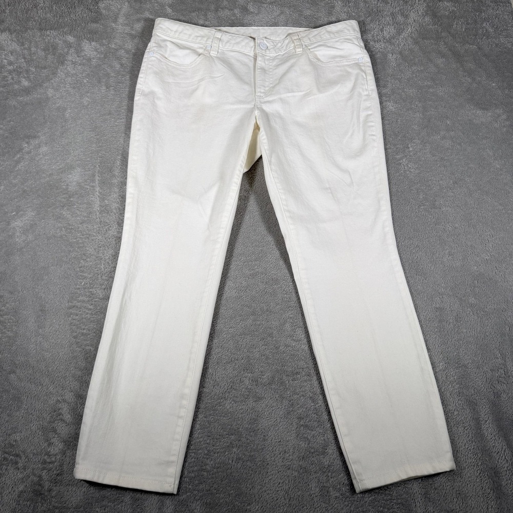 Tory Burch Jeans Womens 32 White Cropped Skinny Low Rise Denim‎ Pants